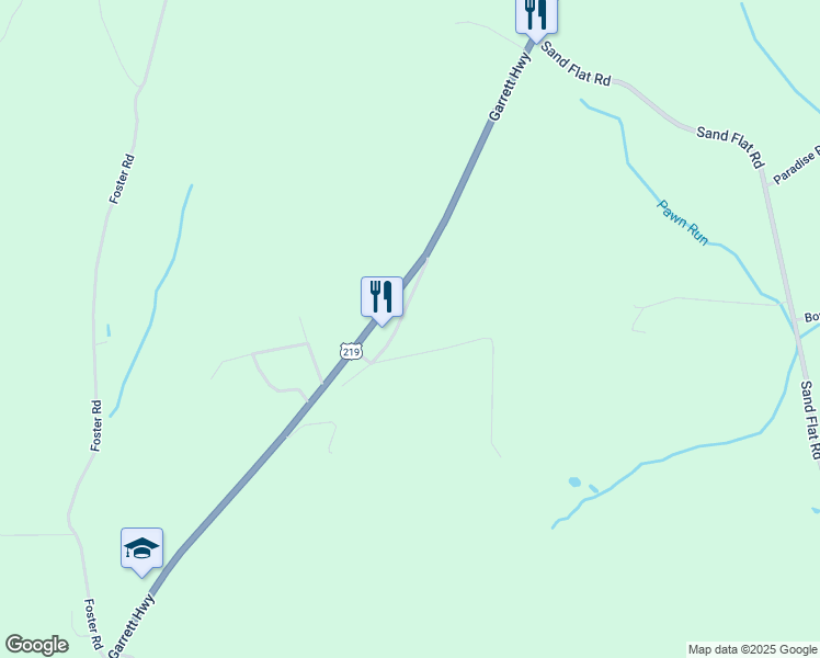 map of restaurants, bars, coffee shops, grocery stores, and more near 17240 Garrett Highway in Oakland