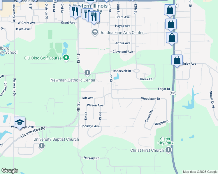 map of restaurants, bars, coffee shops, grocery stores, and more near 2207 8th Street Circle in Charleston