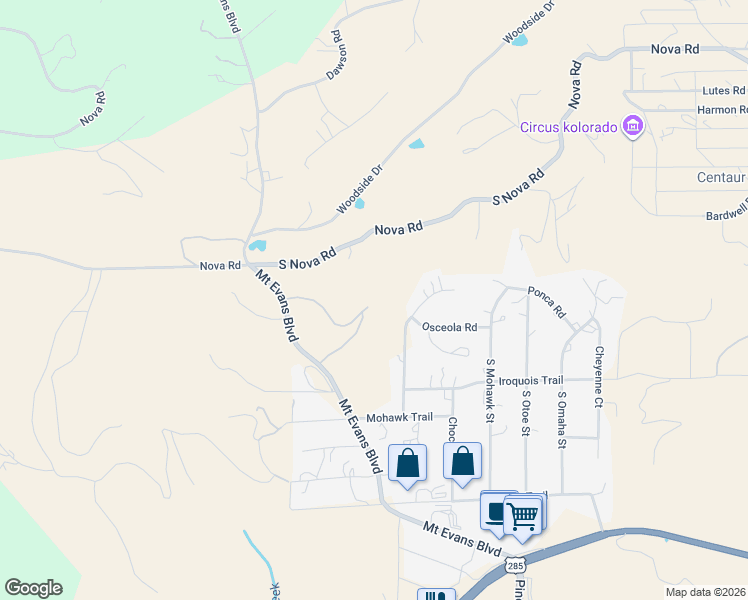 map of restaurants, bars, coffee shops, grocery stores, and more near 2822 South Nova Road in Pine