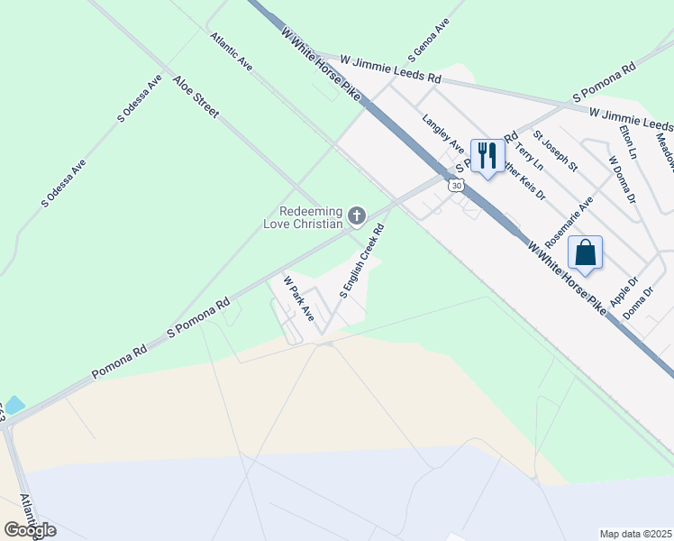 map of restaurants, bars, coffee shops, grocery stores, and more near 510 South Pomona Road in Egg Harbor City