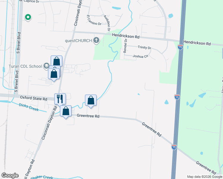 map of restaurants, bars, coffee shops, grocery stores, and more near 6636 Greentree Road in Middletown