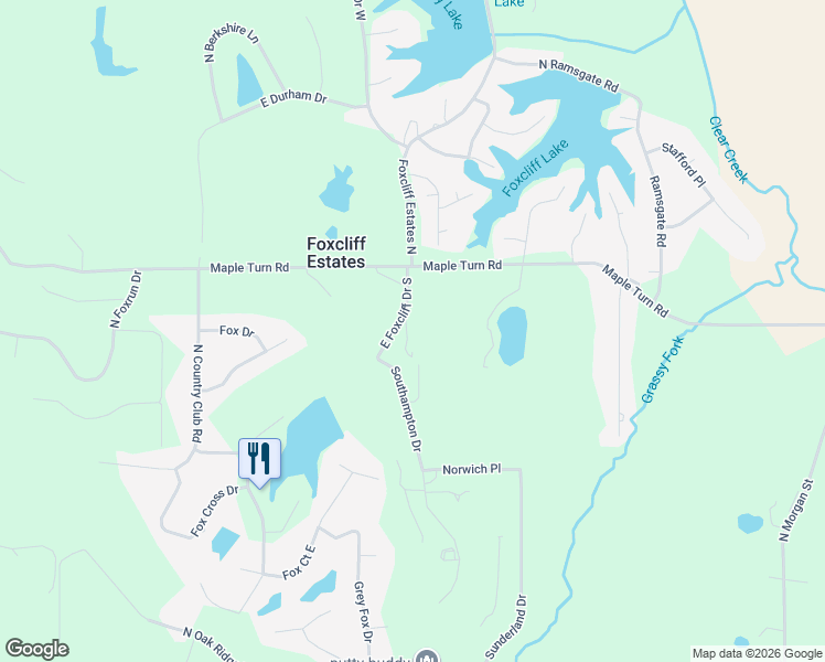 map of restaurants, bars, coffee shops, grocery stores, and more near 3020 Foxcliff Estates North in Martinsville