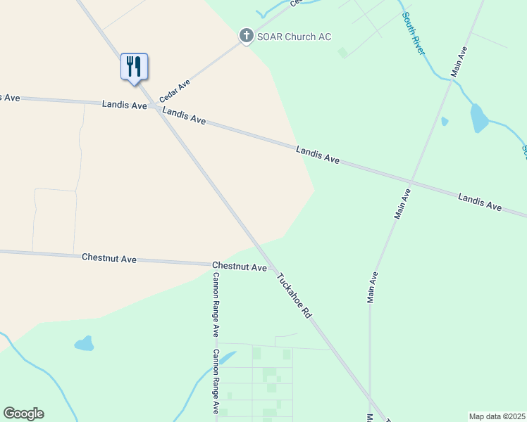 map of restaurants, bars, coffee shops, grocery stores, and more near 661 Tuckahoe Road in Vineland