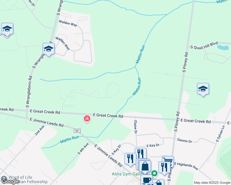 map of restaurants, bars, coffee shops, grocery stores, and more near 276 Mattix Run in Galloway