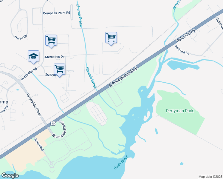 map of restaurants, bars, coffee shops, grocery stores, and more near 323 Golden Eagle Way in Belcamp