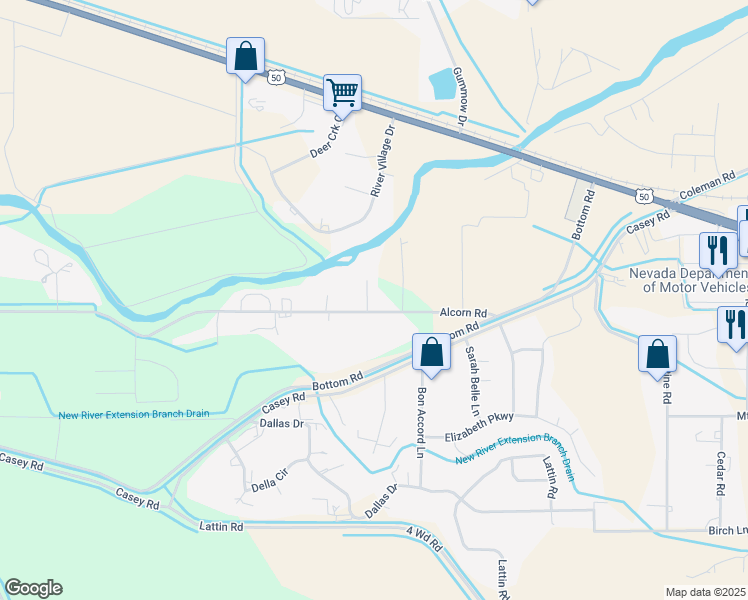 map of restaurants, bars, coffee shops, grocery stores, and more near 930 Edgewater Lane in Fallon