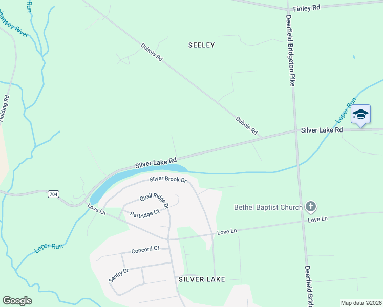 map of restaurants, bars, coffee shops, grocery stores, and more near 175 Silver Lake Road in Bridgeton