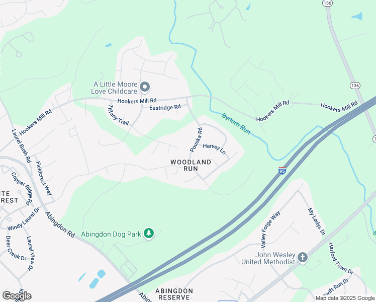 map of restaurants, bars, coffee shops, grocery stores, and more near 3117 Pouska Road in Abingdon