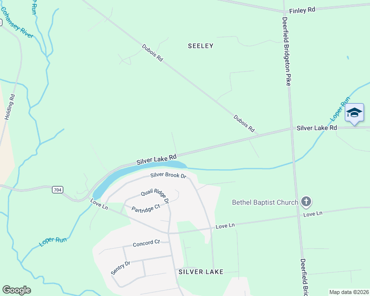 map of restaurants, bars, coffee shops, grocery stores, and more near 175 Silver Lake Road in Bridgeton