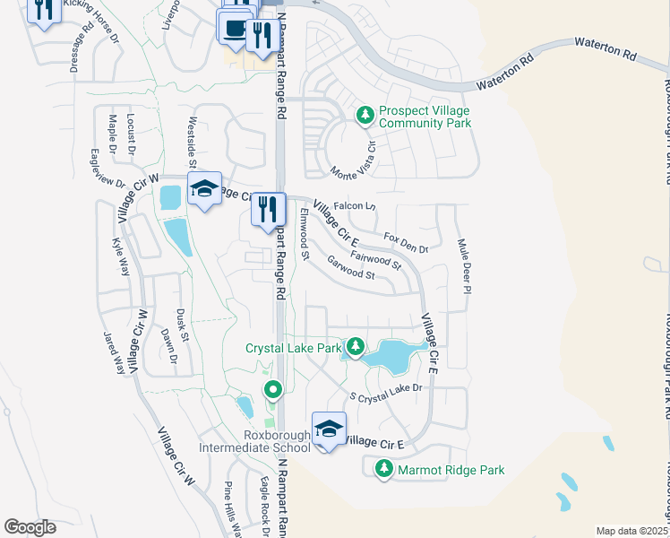 map of restaurants, bars, coffee shops, grocery stores, and more near 9848 Garwood Street in Littleton