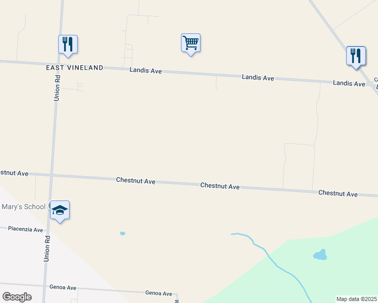 map of restaurants, bars, coffee shops, grocery stores, and more near 5490 Chestnut Avenue in Vineland