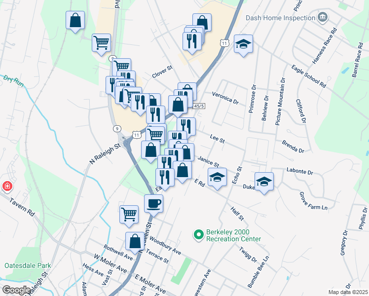 map of restaurants, bars, coffee shops, grocery stores, and more near 258 Eagle School Road in Martinsburg