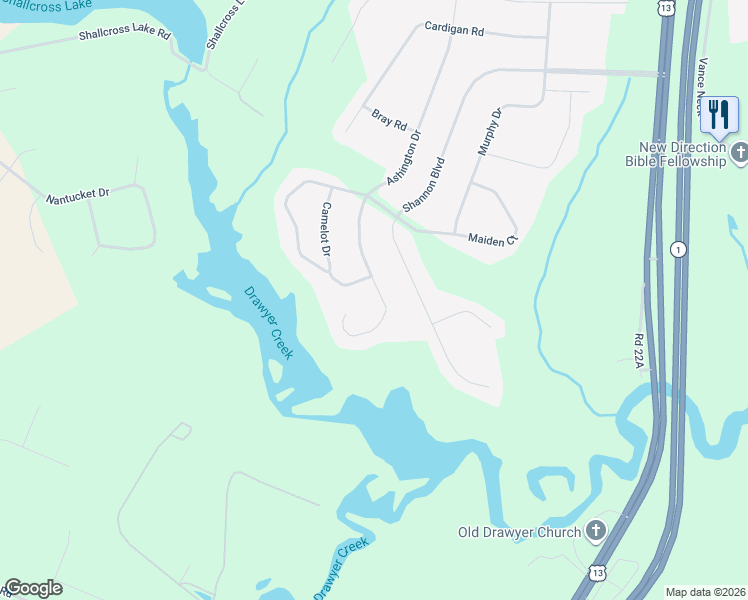 map of restaurants, bars, coffee shops, grocery stores, and more near 763 Ashington Drive in Middletown