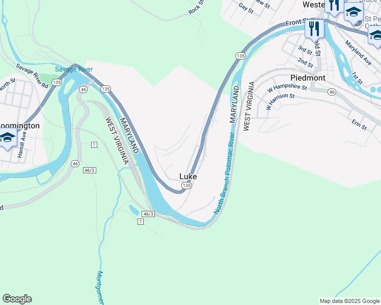 map of restaurants, bars, coffee shops, grocery stores, and more near 315 Fairview Street in Luke