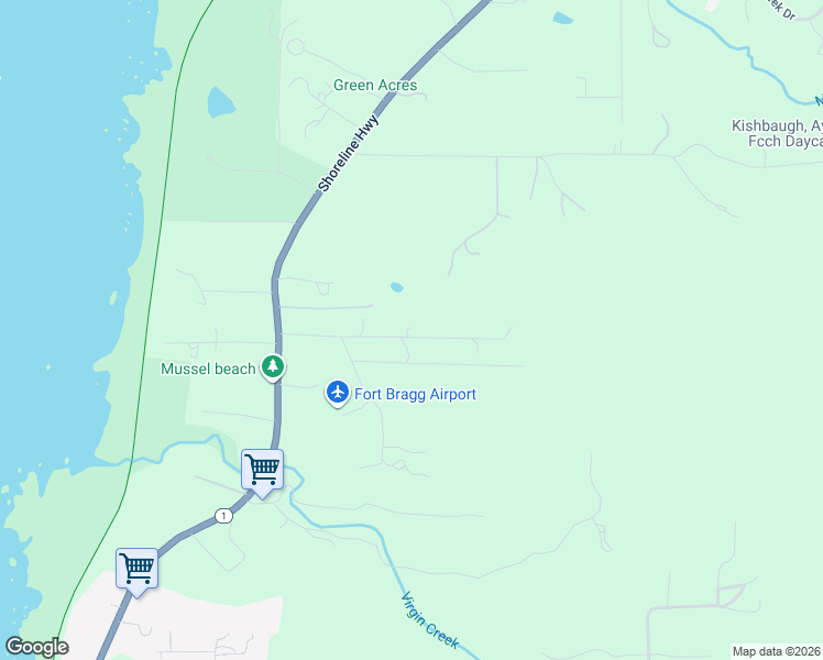 map of restaurants, bars, coffee shops, grocery stores, and more near 32700 Happy Lane in Fort Bragg