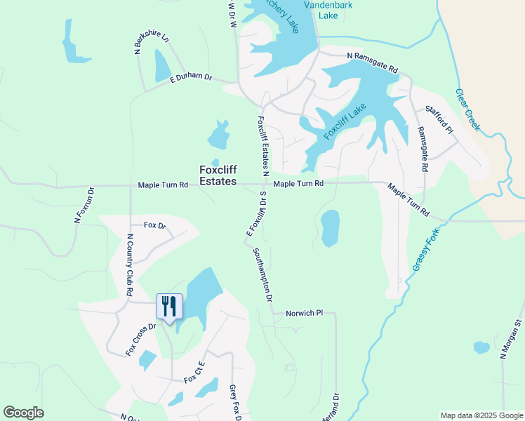 map of restaurants, bars, coffee shops, grocery stores, and more near 3020 Foxcliff Estates North in Martinsville