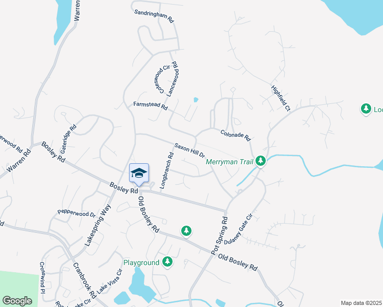 map of restaurants, bars, coffee shops, grocery stores, and more near 1011 Saxon Hill Drive in Cockeysville
