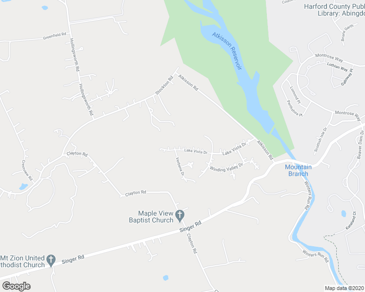 map of restaurants, bars, coffee shops, grocery stores, and more near 1412 Lake Vista Drive in Harford County