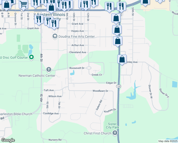 map of restaurants, bars, coffee shops, grocery stores, and more near 1008 Greek Court in Charleston