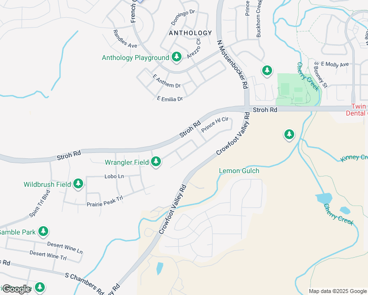 map of restaurants, bars, coffee shops, grocery stores, and more near 7087 North Crowfoot Valley Road in Parker