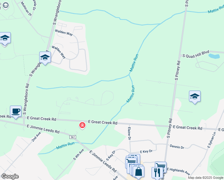 map of restaurants, bars, coffee shops, grocery stores, and more near 276 Mattix Run in Galloway