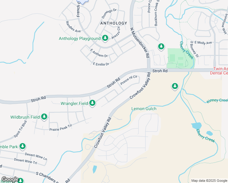 map of restaurants, bars, coffee shops, grocery stores, and more near 7133-7377 North Crowfoot Valley Road in Parker
