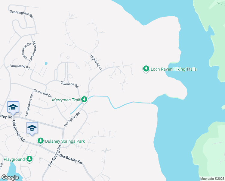 map of restaurants, bars, coffee shops, grocery stores, and more near 10715 Pot Spring Road in Cockeysville