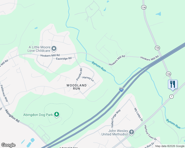 map of restaurants, bars, coffee shops, grocery stores, and more near 925 Hamburg Drive in Abingdon