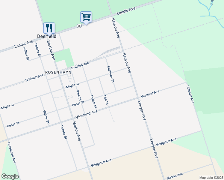 map of restaurants, bars, coffee shops, grocery stores, and more near 791 Cedar Street in Bridgeton