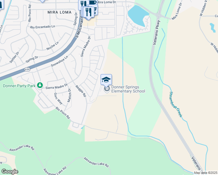 map of restaurants, bars, coffee shops, grocery stores, and more near 5125 Escuela Way in Reno