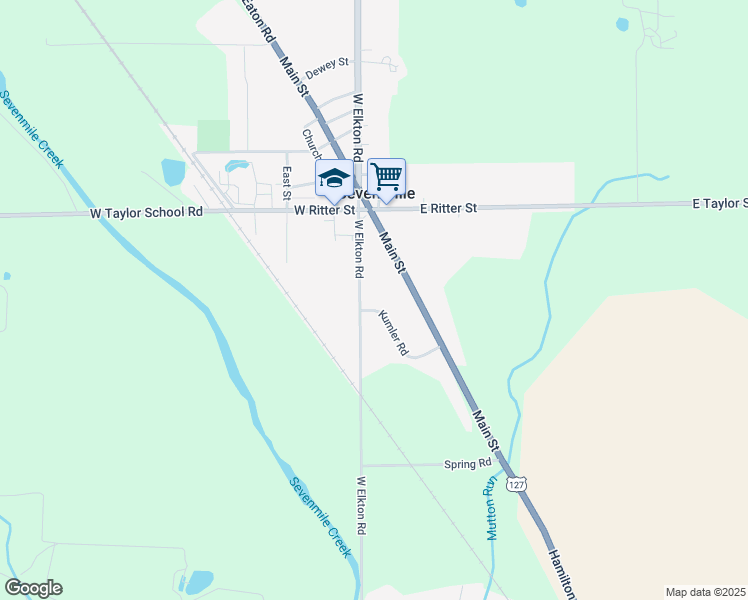 map of restaurants, bars, coffee shops, grocery stores, and more near 208 Mill Street in Seven Mile