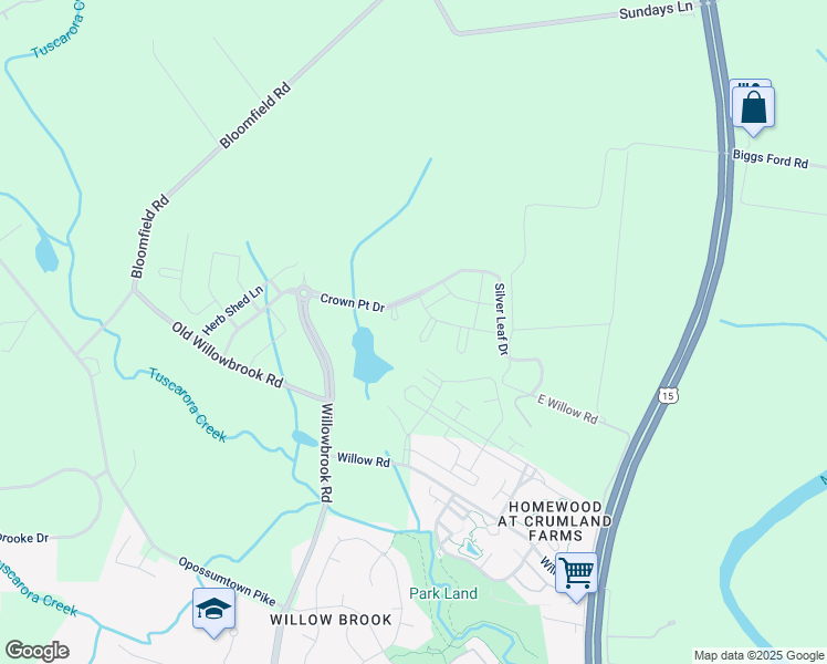 map of restaurants, bars, coffee shops, grocery stores, and more near 304 Hammersmith Circle in Frederick