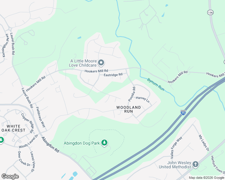 map of restaurants, bars, coffee shops, grocery stores, and more near 3005 Pouska Road in Abingdon