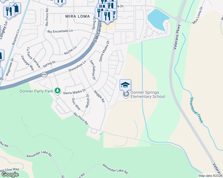 map of restaurants, bars, coffee shops, grocery stores, and more near North Carolina Avenue in Reno