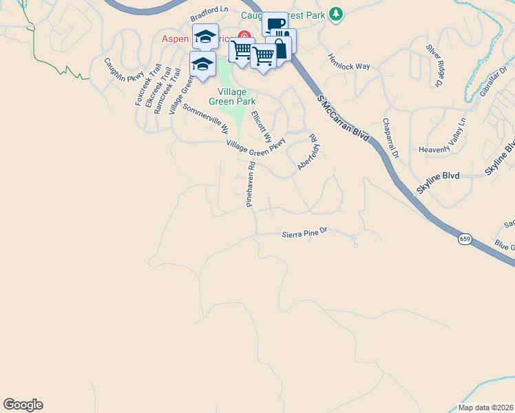 map of restaurants, bars, coffee shops, grocery stores, and more near 4470 Pinehaven Road in Reno