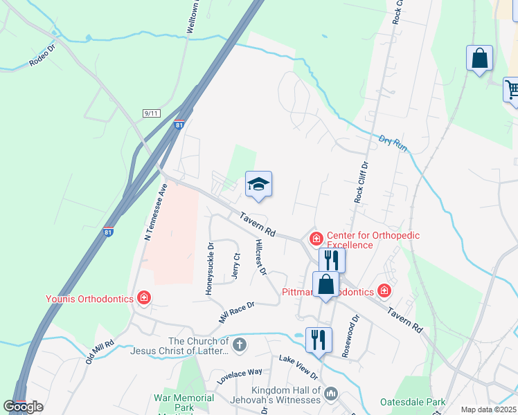 map of restaurants, bars, coffee shops, grocery stores, and more near 2000 Tavern Road in Martinsburg
