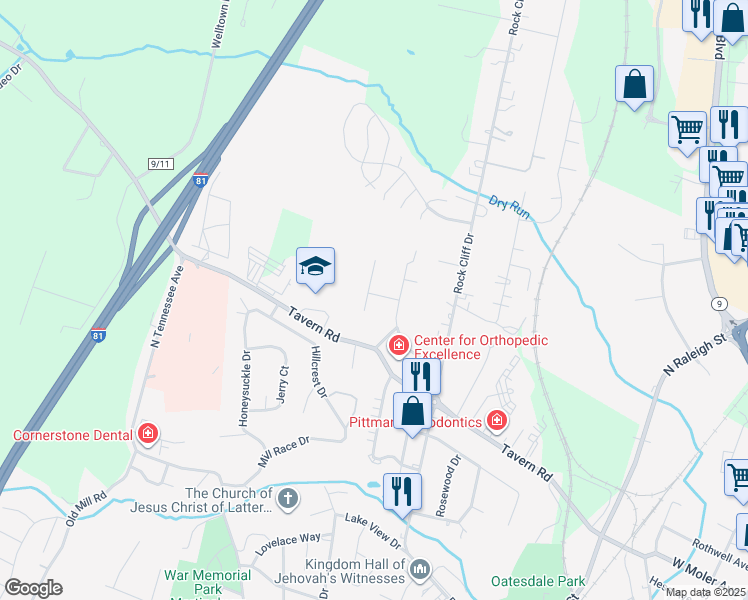 map of restaurants, bars, coffee shops, grocery stores, and more near 208 Timberleaf Lane in Martinsburg