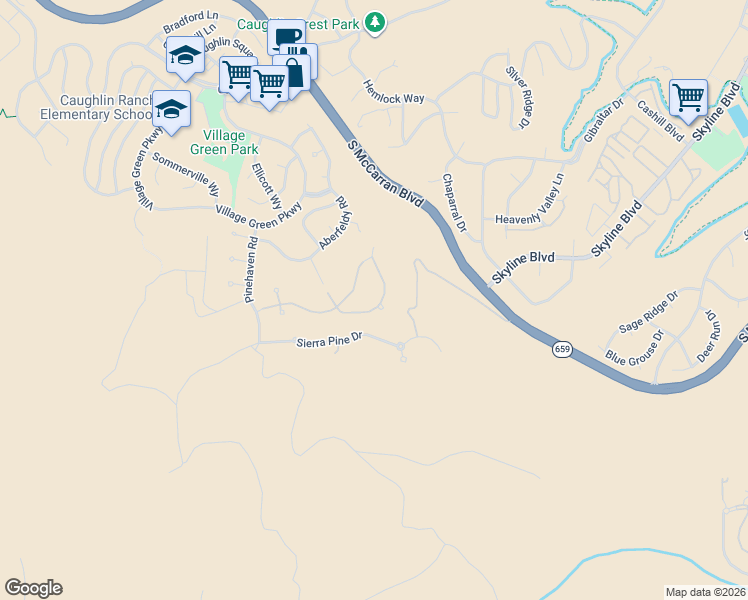 map of restaurants, bars, coffee shops, grocery stores, and more near 4844 Buckhaven Road in Reno