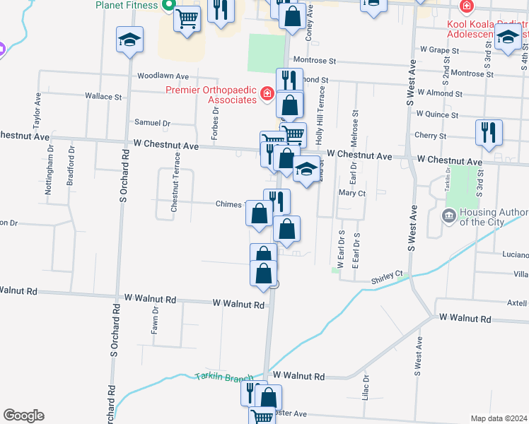 map of restaurants, bars, coffee shops, grocery stores, and more near 961 Chimes Terrace in Vineland
