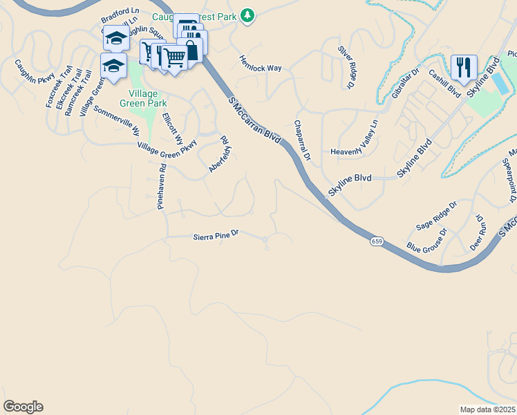 map of restaurants, bars, coffee shops, grocery stores, and more near 4844 Buckhaven Road in Reno