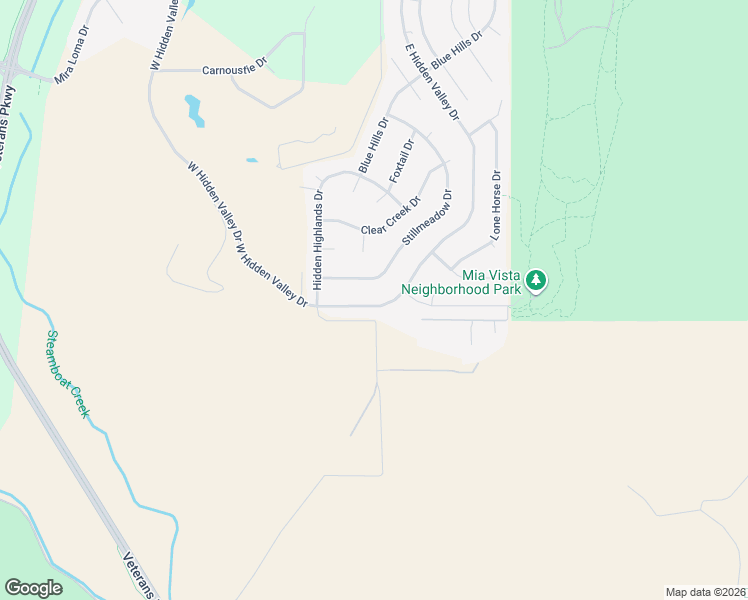 map of restaurants, bars, coffee shops, grocery stores, and more near 6125 E Hidden Valley Dr in Reno