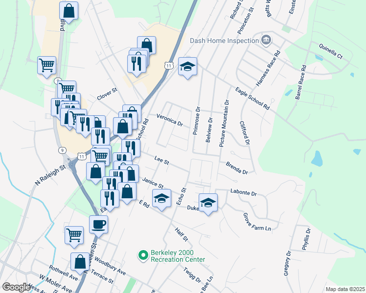 map of restaurants, bars, coffee shops, grocery stores, and more near 73 Teakwood Drive in Martinsburg