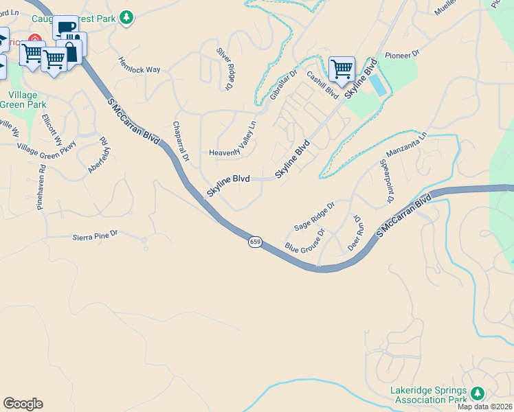 map of restaurants, bars, coffee shops, grocery stores, and more near 3860 Piccadilly Drive in Reno