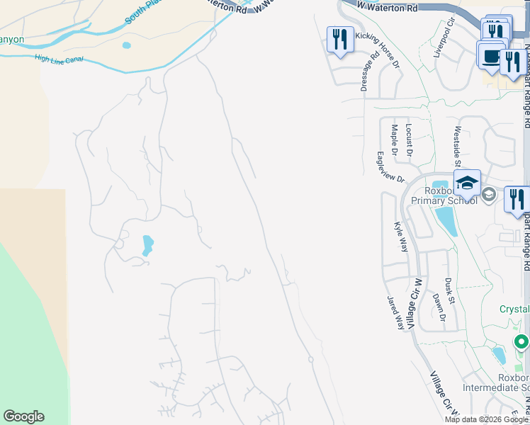 map of restaurants, bars, coffee shops, grocery stores, and more near 7912 Raphael Lane in Littleton