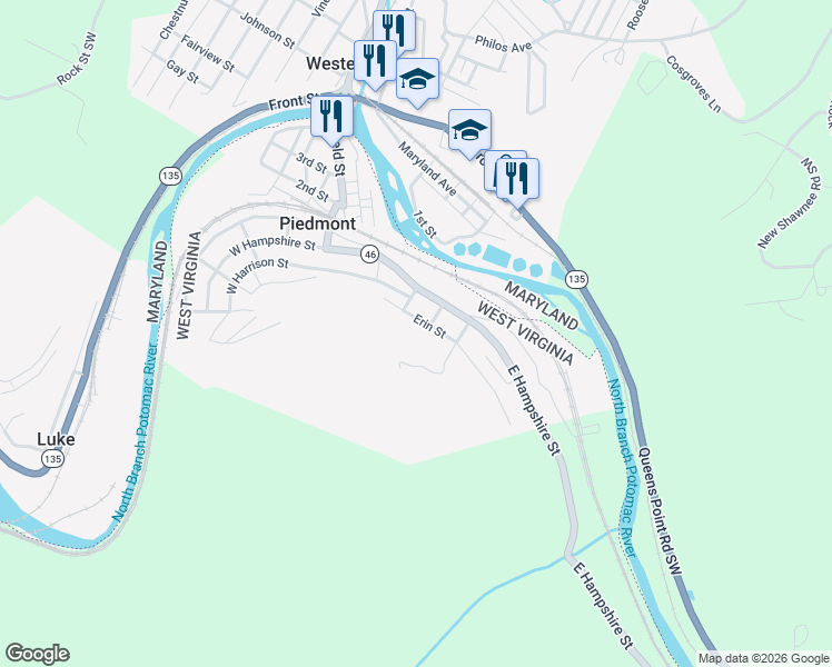 map of restaurants, bars, coffee shops, grocery stores, and more near 73 Erin Street in Piedmont