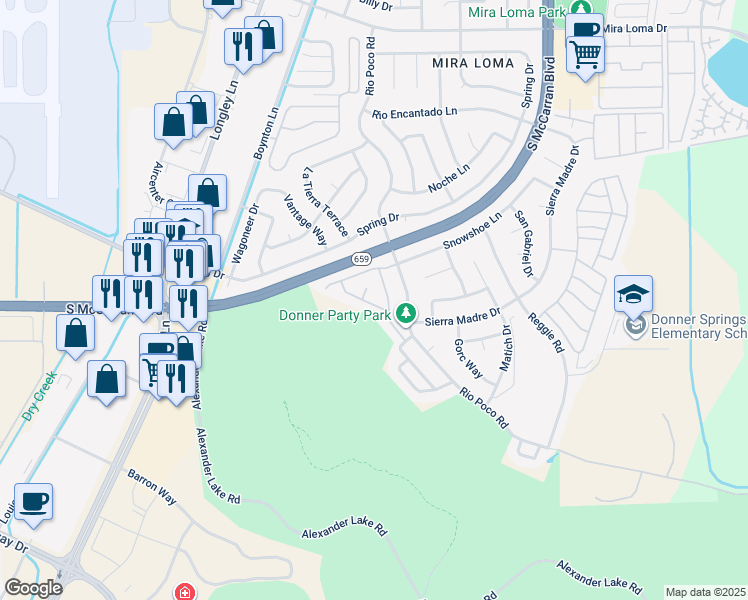 map of restaurants, bars, coffee shops, grocery stores, and more near 4334 Leeward Lane in Reno
