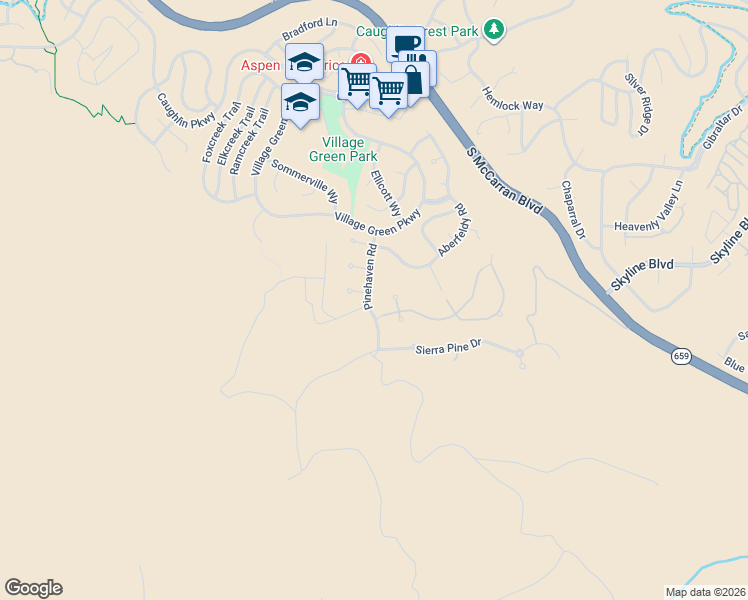 map of restaurants, bars, coffee shops, grocery stores, and more near 4470 Pinehaven Rd in Reno