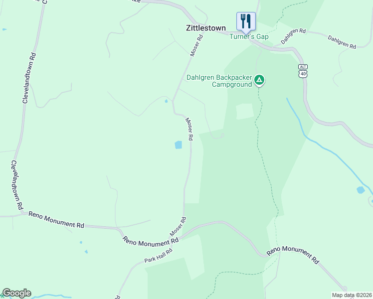 map of restaurants, bars, coffee shops, grocery stores, and more near 5902 Moser Road in Boonsboro
