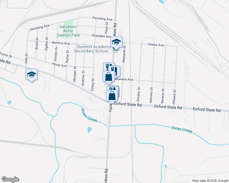 map of restaurants, bars, coffee shops, grocery stores, and more near 3227 Yankee Road in Middletown