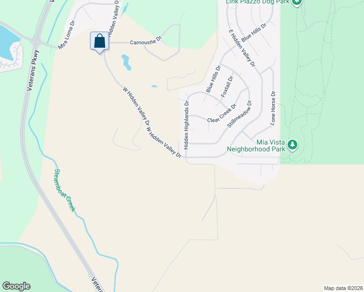 map of restaurants, bars, coffee shops, grocery stores, and more near 5991 Hidden Highlands Drive in Reno